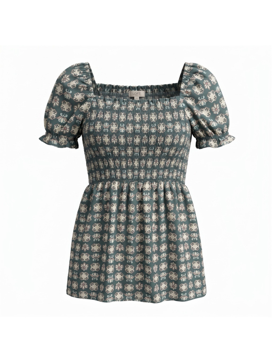 LOFT Dresses & Skirts - LOFT Mini Babydoll Dress Floral Puff Sleeve Smocked Women's Size Medium Petite
